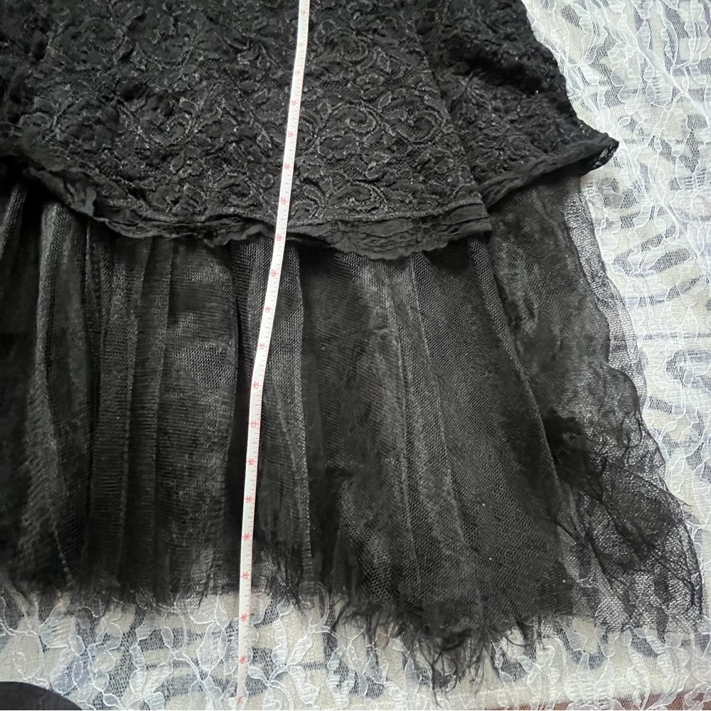 Goth Layered y2k Black Lace Maxi Skirt - Picture 5 of 6